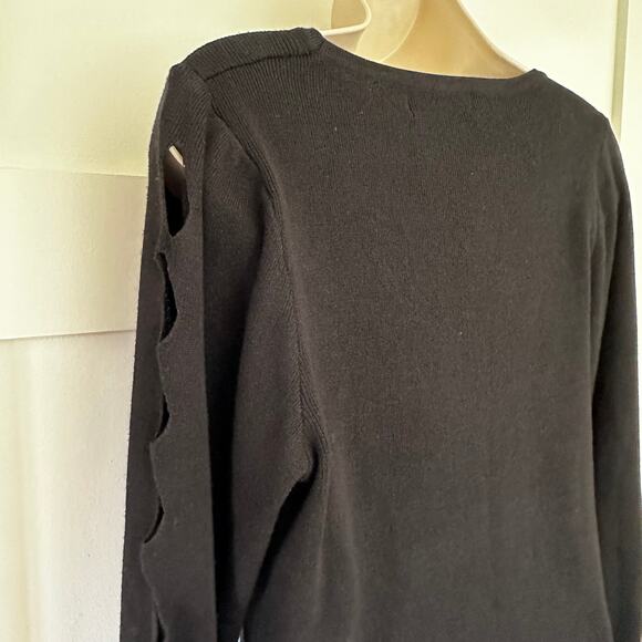 Catherine Malandrino Scoop Neck Sweater Cut Out Details at Sleeves Black Size L - Picture 5 of 12